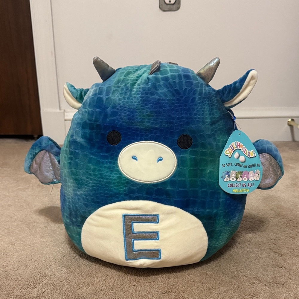 Squishmallows Teal and Cream Dragon Plush